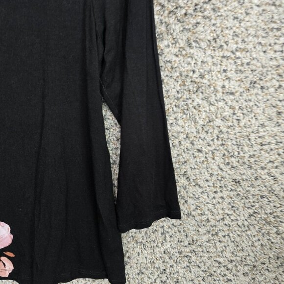 Daniel Rainn Top Womens PS Petite Small Black Floral‎ Print 3/4 Sleeve Casual - Picture 2 of 7